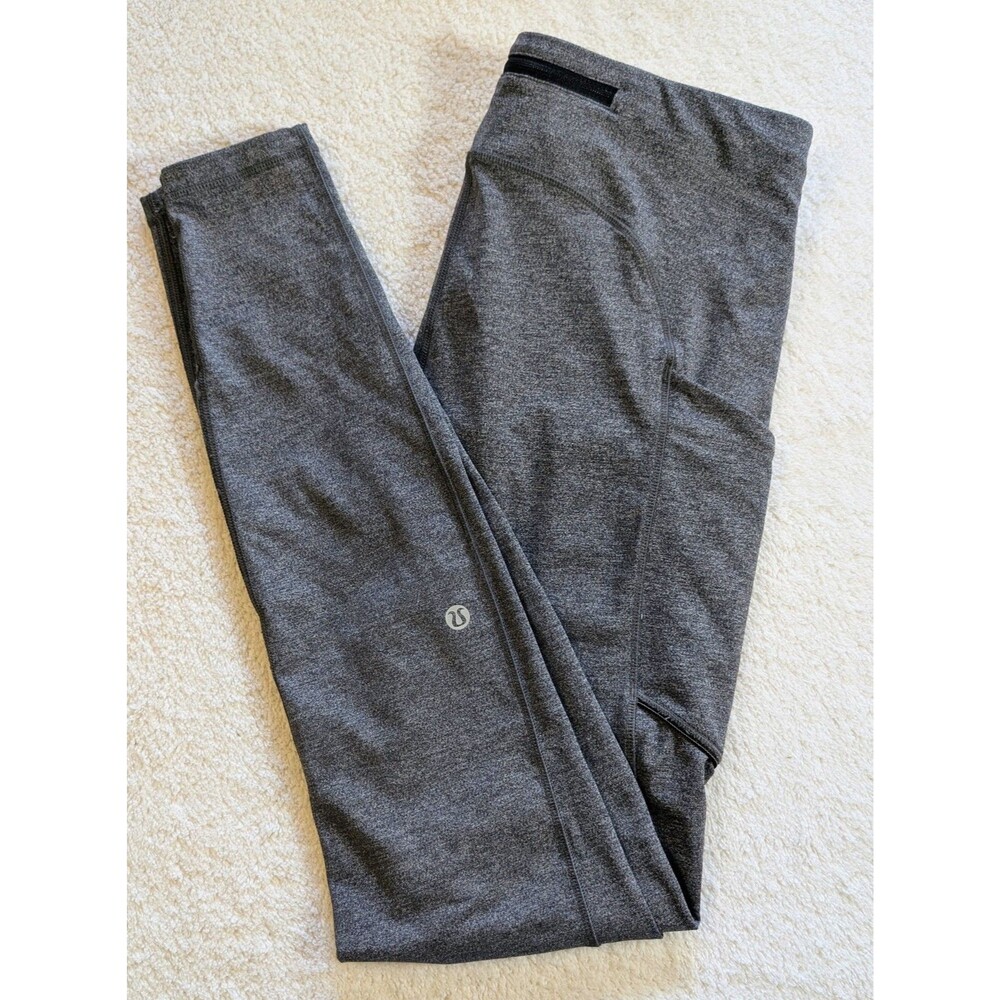 Lululemon Fast and Free Tight Heathered Black Charcoal Grey Leggings 6